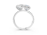 White gold Cushion and Radiant Toi Moi Ring with Prong Setting and Micro Pave Band 3