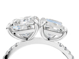 White gold Cushion and Radiant Toi Moi Ring with Prong Setting and Micro Pave Band 4