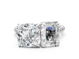 White gold Cushion and Radiant Toi Moi Ring with Prong Setting and Micro Pave Band