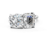 White gold Cushion and Radiant Toi Moi Ring with Prong Setting and Plain Band_17
