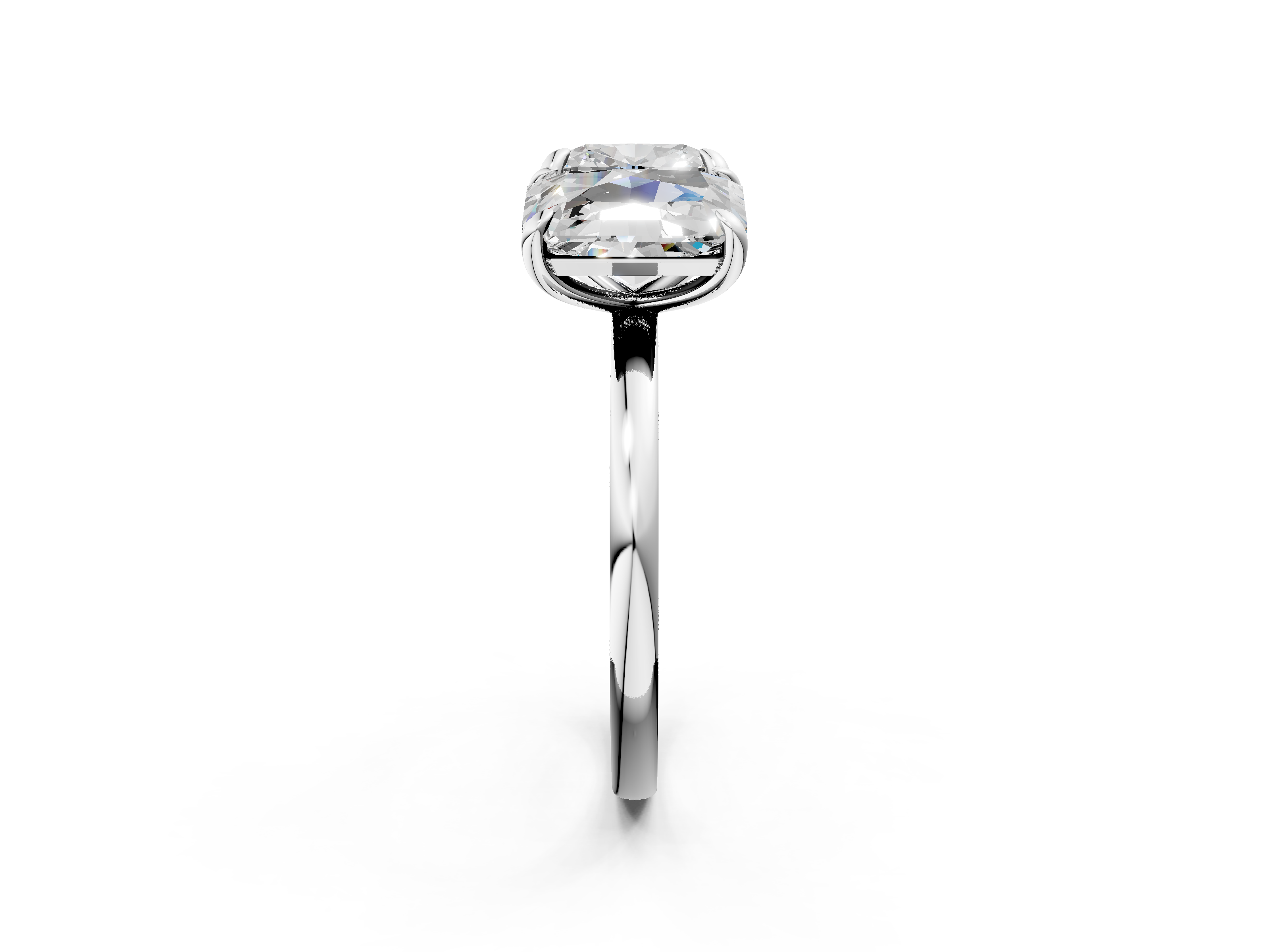 White gold Cushion and Radiant Toi Moi Ring with Prong Setting and Plain Band_19