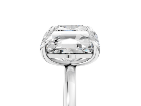 White gold Cushion and Radiant Toi Moi Ring with Prong Setting and Plain Band_22