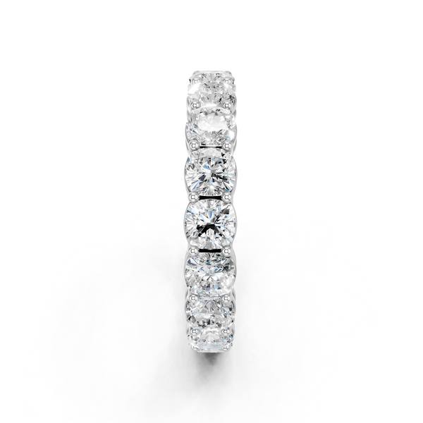 Platinum Cushion cut diamond Eternity Band with Shared Prong Setting