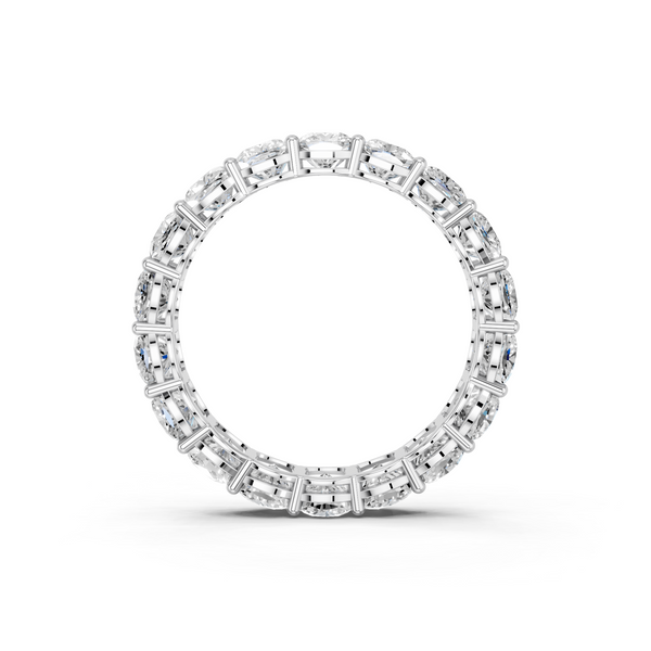 Platinum Cushion cut diamond Eternity Band with Shared Prong Setting
