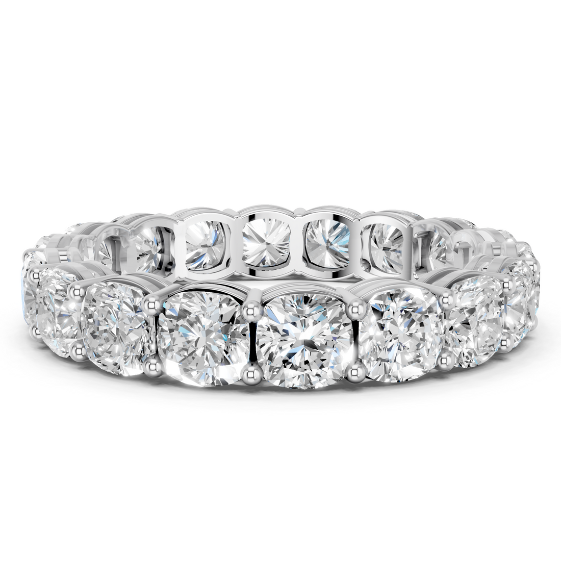 White gold Cushion cut diamond Eternity Band with Shared Prong Setting_8