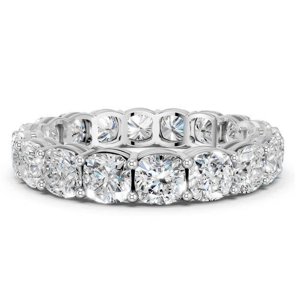White gold Cushion cut diamond Eternity Band with Shared Prong Setting