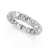 White gold Cushion cut diamond Eternity Band with Shared Prong Setting