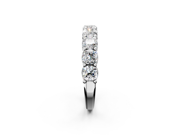 White gold Cushion cut diamond Half Eternity Band with Shared Prong Setting