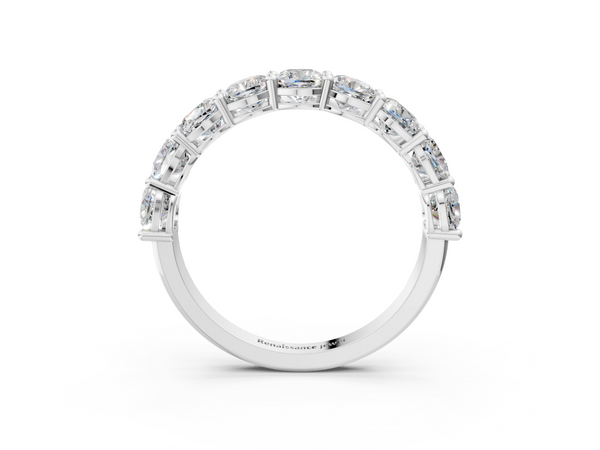 White gold Cushion cut diamond Half Eternity Band with Shared Prong Setting