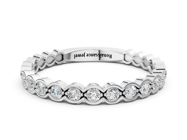 Platinum Round Diamond Bezel Set Eternity Band