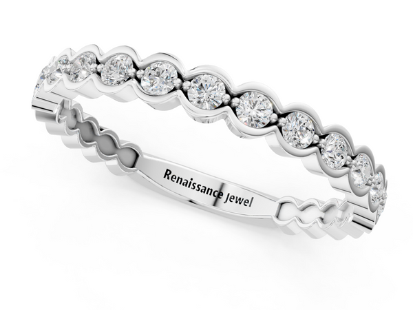 Platinum Round Diamond Bezel Set Eternity Band