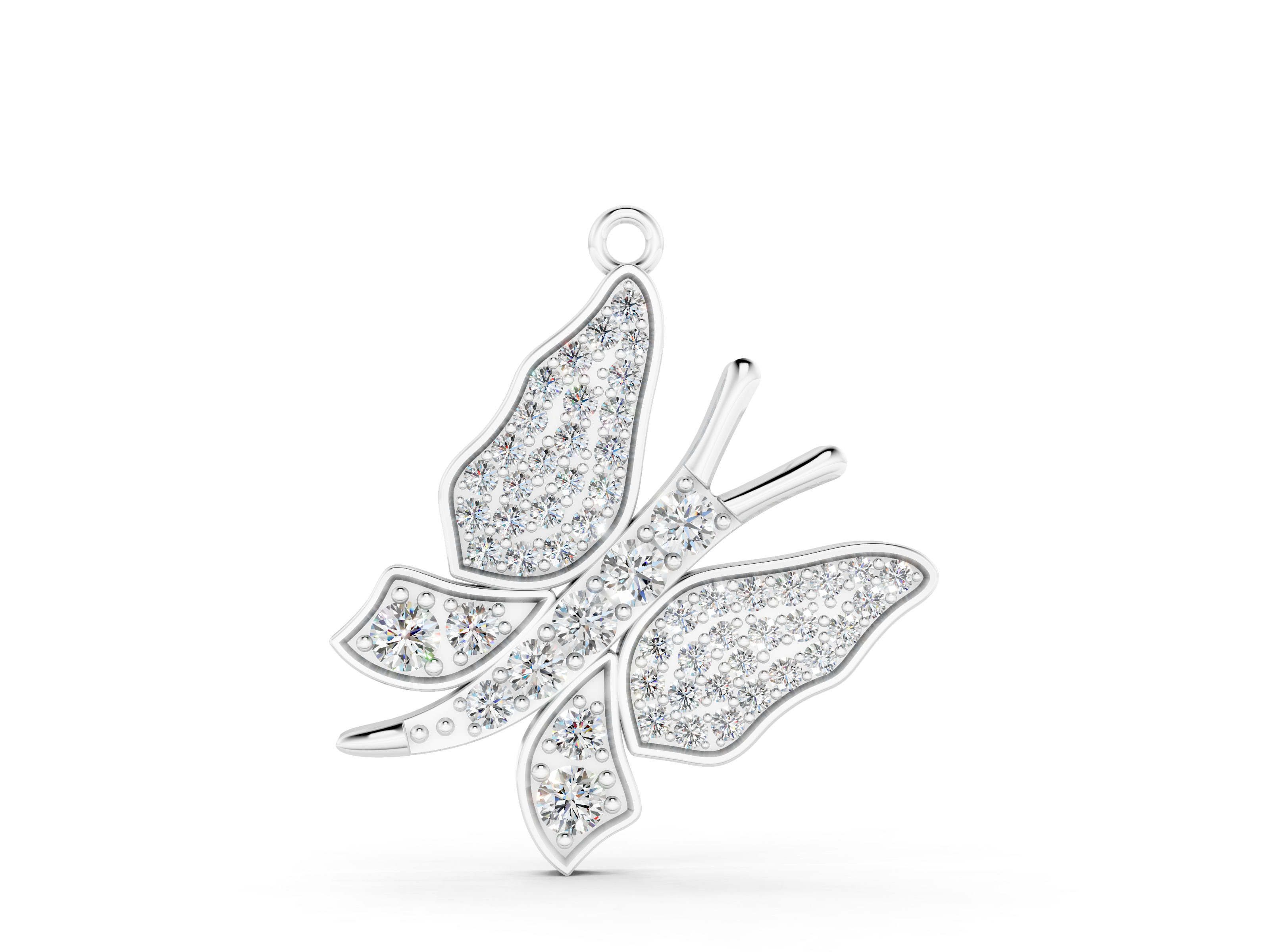 White gold Diamond Butterfly Pendant with Pave Setting_10