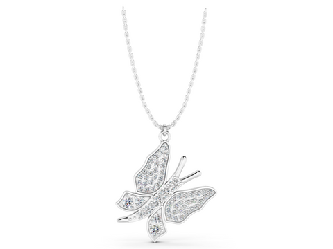 White gold Diamond Butterfly Pendant with Pave Setting_9