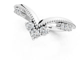 White gold Diamond Chevron Milgrain Band with Round Cut Stones and Prong Setting_22