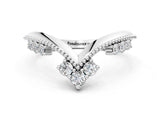 White gold Diamond Chevron Milgrain Band with Round Cut Stones and Prong Setting_24