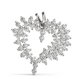 White gold Diamond Cluster Heart Pendant with Round Brilliant Cut Stones and Prong Setting 1
