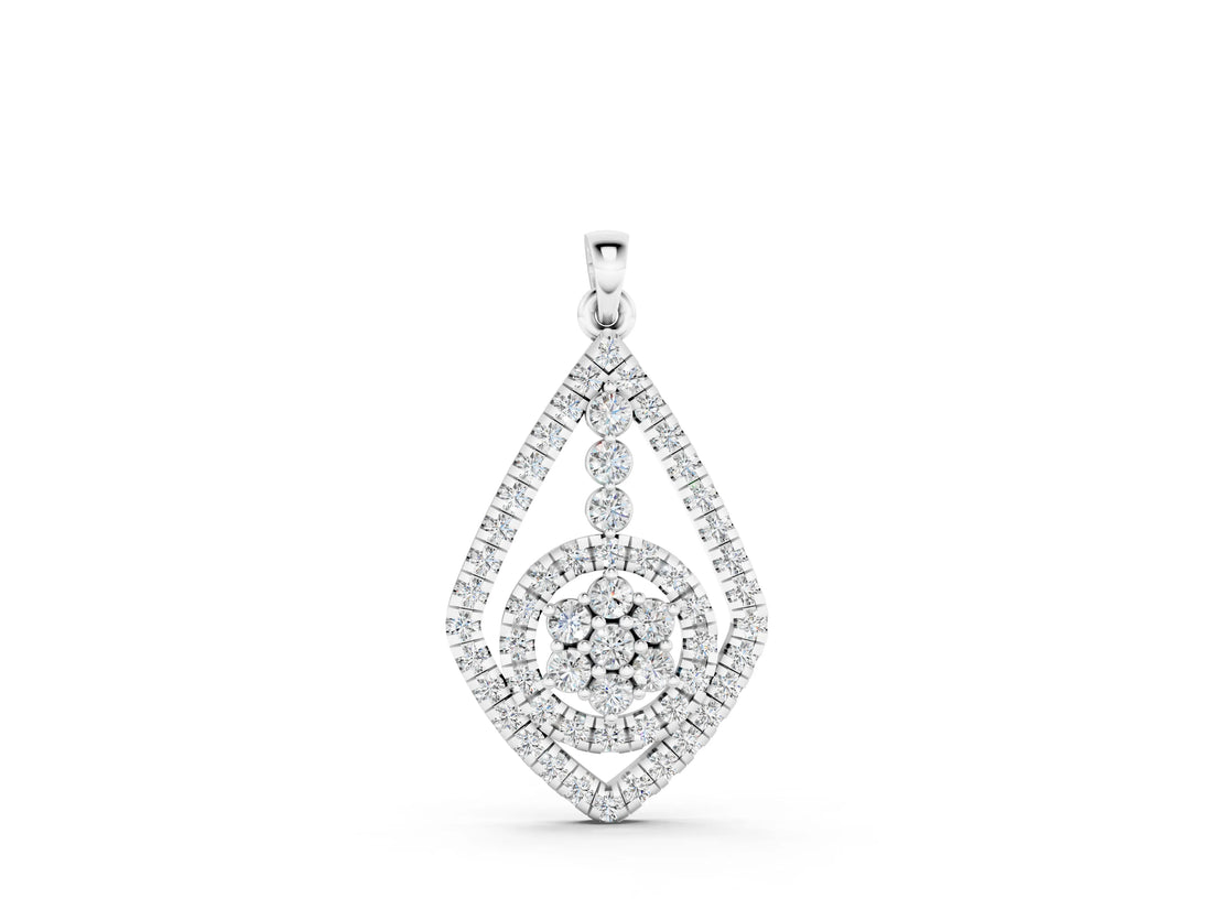 White gold Diamond Halo Pendant with Pavé Setting_10