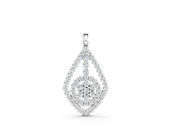 White gold Diamond Halo Pendant with Pavé Setting