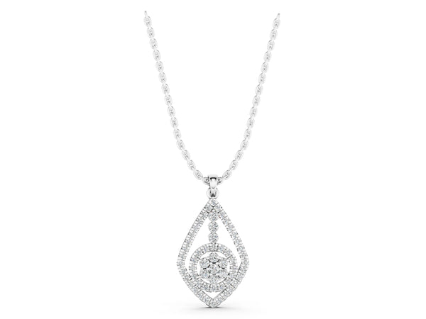 Silver Diamond Halo Pendant with Pavé Setting