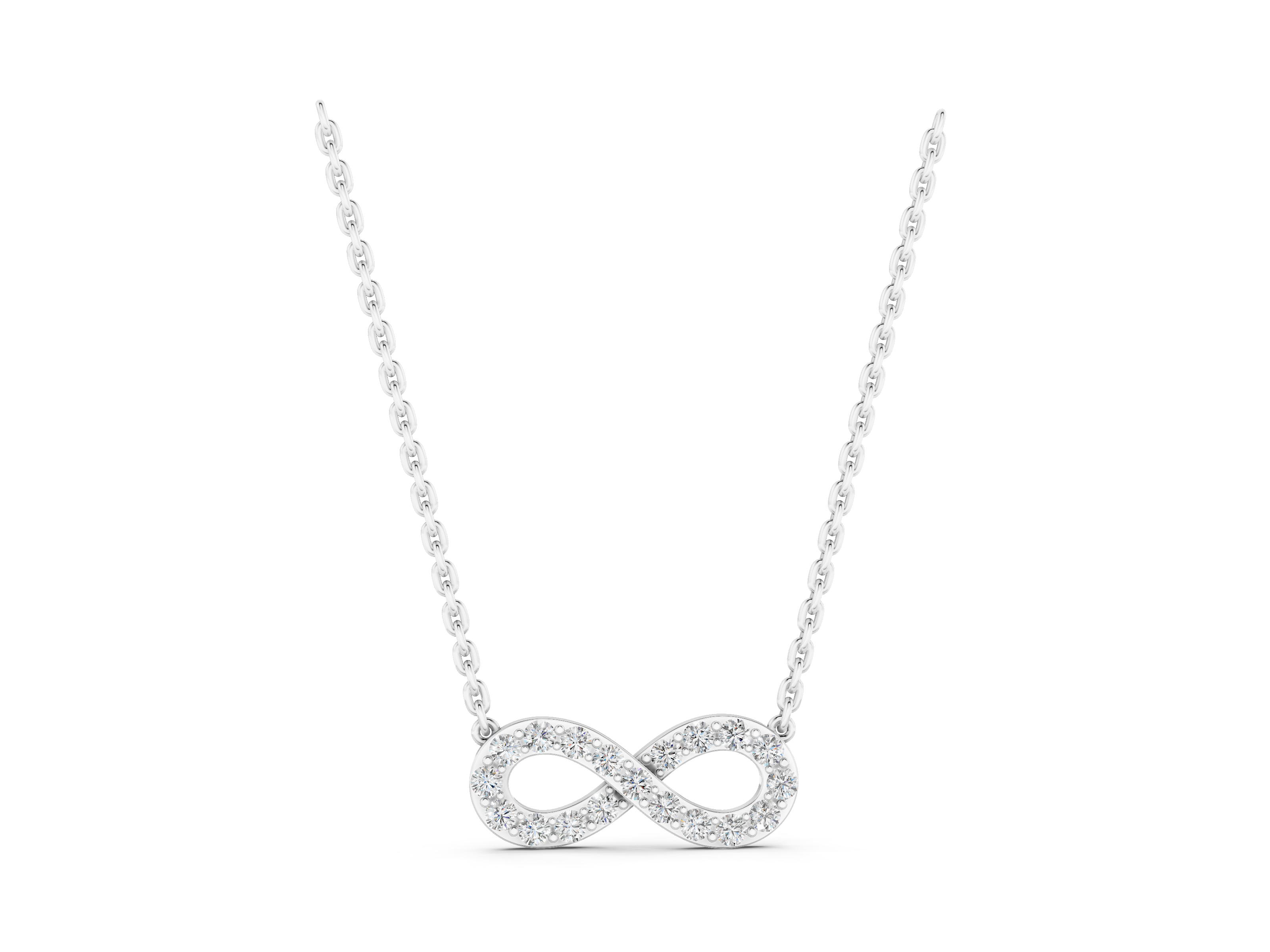 White gold Diamond Infinity Pendant with Pave Setting_4
