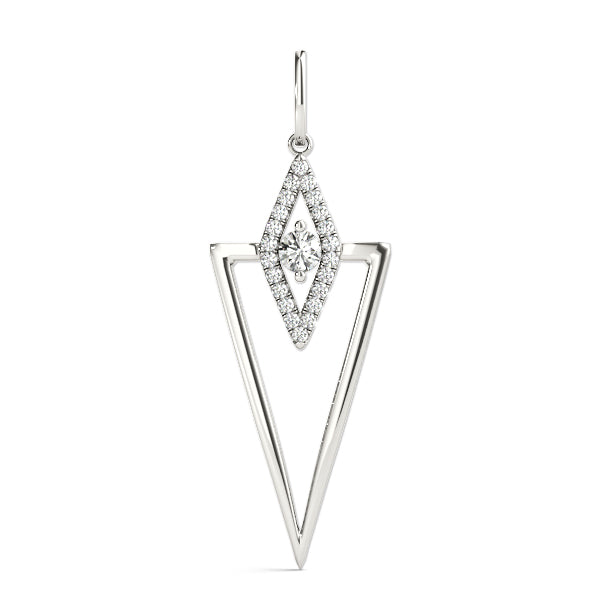 Silver Diamond Marquise Halo Pendant with V-Prong Setting