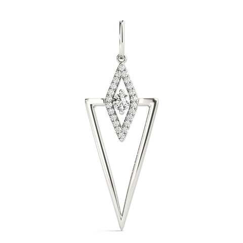 White gold Diamond Marquise Halo Pendant with V-Prong Setting 1