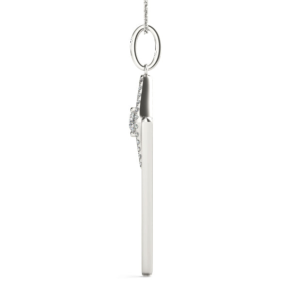 Silver Diamond Marquise Halo Pendant with V-Prong Setting