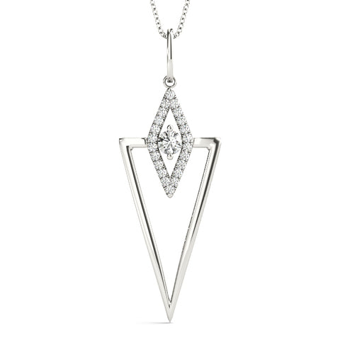 White gold Diamond Marquise Halo Pendant with V-Prong Setting