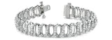 White gold Diamond Oval Link Tennis Bracelet with Round Cut Stones and Shared Prong Setting