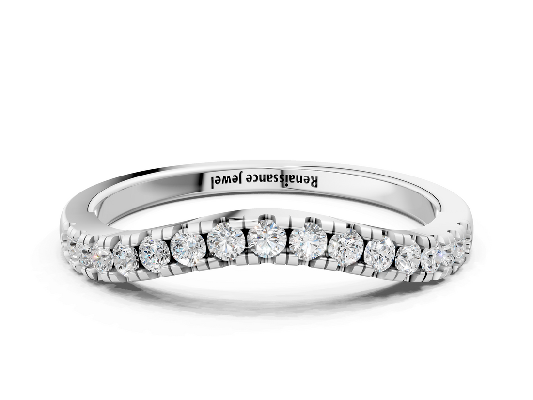 White gold Diamond Pavé Curved Wedding Band_105