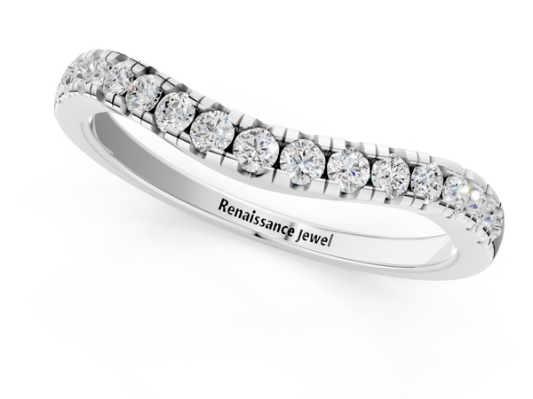 Platinum Diamond Pavé Curved Wedding Band