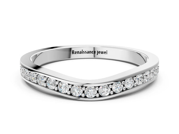 Platinum Diamond Pavé Round Cut Curved Band with Channel Setting