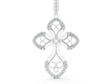 White gold Diamond Pavé Round Milgrain Cross Pendant_45