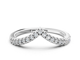 18K White Gold Pavé Round Diamond V-Shaped Chevron Band with Shared Prong Setting
