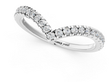 18K White Gold Pavé Round Diamond V-Shaped Chevron Band with Shared Prong Setting