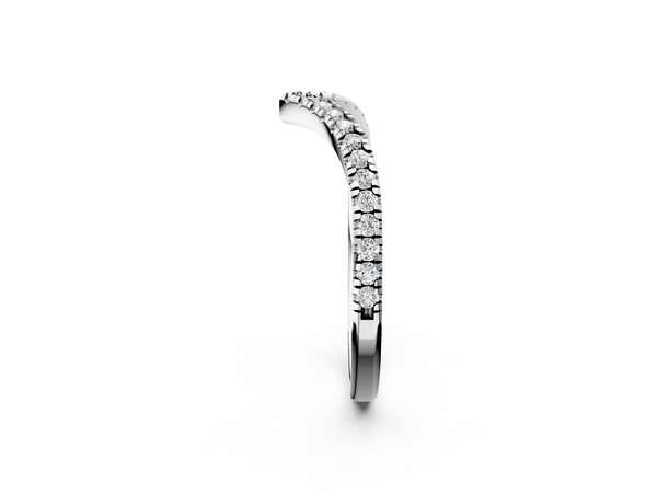 White gold Pavé Round Diamond V-Shaped Chevron Band with Shared Prong Setting