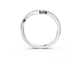 18K White Gold Pavé Round Diamond V-Shaped Chevron Band with Shared Prong Setting