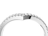 18K White Gold Pavé Round Diamond V-Shaped Chevron Band with Shared Prong Setting