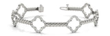 White gold Diamond Pave Clover Twisted Band Bracelet with Prong Setting