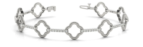White gold Diamond Round Cut Rope Band Bracelet with Pave Prong Setting