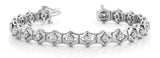 White gold Diamond Round-Cut Tennis Bracelet with Bezel Setting and Articulated Band