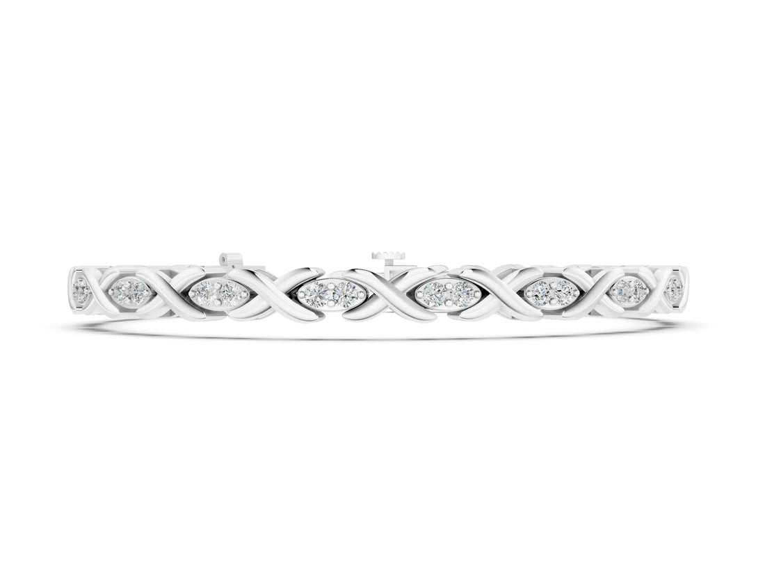 White gold Diamond Round Cut X-Link Tennis Bracelet with Prong Setting