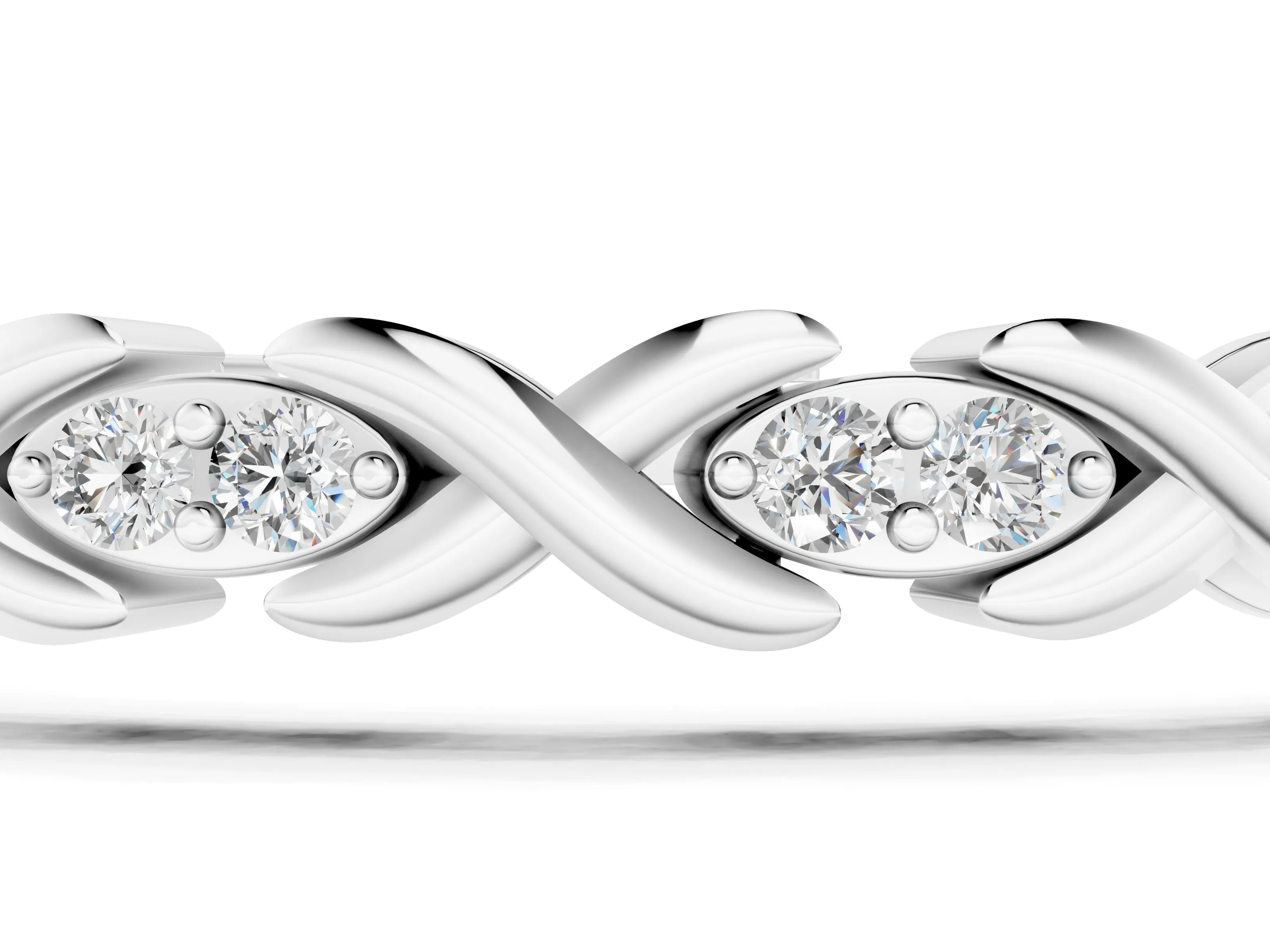 White gold Diamond Round Cut X-Link Tennis Bracelet with Prong Setting_1
