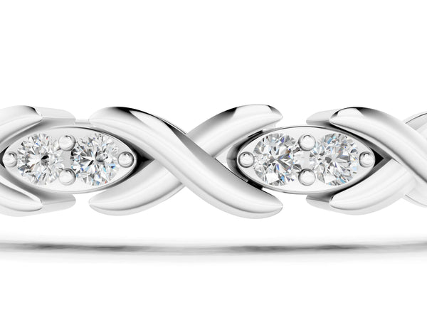Silver Diamond Round Cut X-Link Tennis Bracelet with Prong Setting