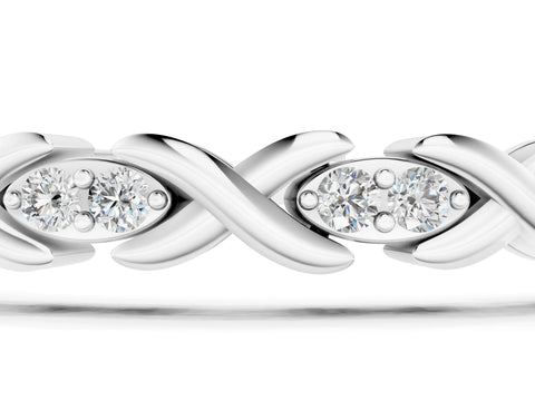 White gold Diamond Round Cut X-Link Tennis Bracelet with Prong Setting_1