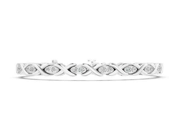 White gold Diamond Round Cut X-Link Tennis Bracelet with Prong Setting