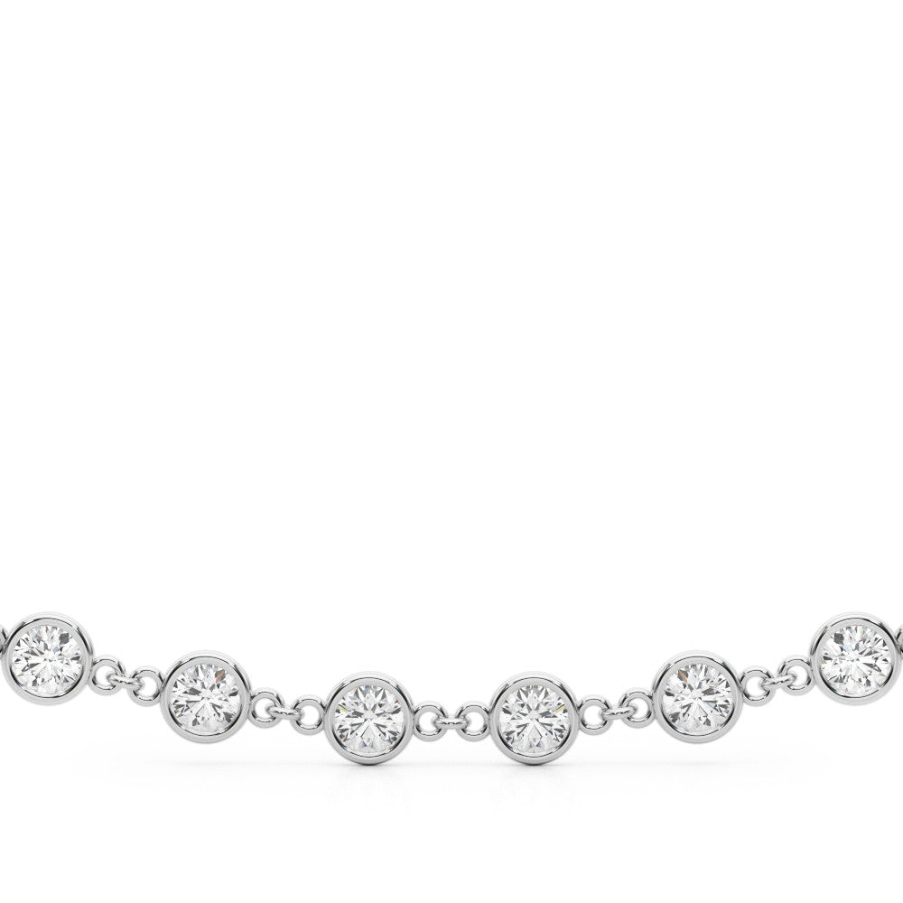 White gold Diamond Round Stone Paperclip Chain Necklace with Bezel Setting 1