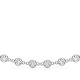 White gold Diamond Round Stone Paperclip Chain Necklace with Bezel Setting 1