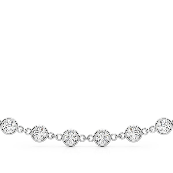 White gold Diamond Round Stone Paperclip Chain Necklace with Bezel Setting