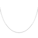 White gold Diamond Round Stone Paperclip Chain Necklace with Bezel Setting